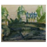 Signed Midcentury Expressionist Landscape Country