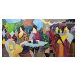 Itzchak Tarkay 'Cafe Scene' Serigraph, Framed, 85