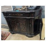 Hand Painted Black Distressed Console Cabinet with