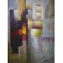 Signed Geometric Abstract Oil on Canvas