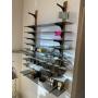 Wall mounted shelves with 9 glass shelves 36"wide