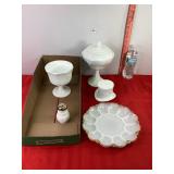Assorted Milk Glass & Egg Plate