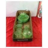 Green Depression Glass Dessert Cups & Plates