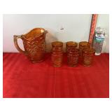 Marigold Grapevine Pitcher & Tumblers SEE DESC
