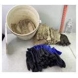 Bucket & Assorted Gloves