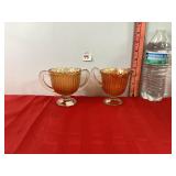 Stippled Ray Carnival Glass Sugar & Creamer
