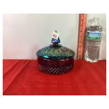 Carnival Glass Blue Candy Dish