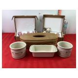 Longaberger Tissue Basket, Green Pottery, Misc