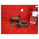 Metal & Glass Horse Ashtray