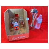 Coca Cola Glasses & Glass Straw Holder