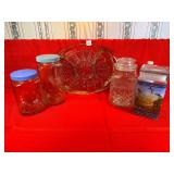Glass Canisters & Tray