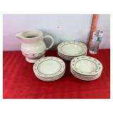Longaberger Blue Pottery Pitcher, Bowls, Sm Plates Longaberger Blue Pottery Pitcher, Bowls, Sm Plates