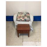 Wicker Stool & Wooden Shoeshine Box Wicker Stool & Wooden Shoeshine Box