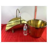 Brass Bucket & Wood Holder Brass Bucket & Wood Holder