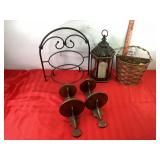 Plate Holder, Lantern, Metal Basket & Sconces Plate Holder, Lantern, Metal Basket & Sconces