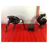 Cast Cherry Pitter, Matchbox Holder & Rooster Cast Cherry Pitter, Matchbox Holder & Rooster