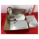 Vanity Trays, Straw Holder & Asst Glassware Vanity Trays, Straw Holder & Asst Glassware