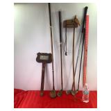 Vintage Golf Clubs, Wooden Horse & Misc Vintage Golf Clubs, Wooden Horse & Misc