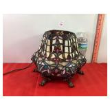 Footed Tiffany Style Lighted Lamp Footed Tiffany Style Lighted Lamp