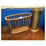 Brass Umbrella Holder & Wooden Magazine Rack Brass Umbrella Holder & Wooden Magazine Rack