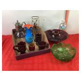 Ruby Red Pieces, Vases & Green Glass Bowl Ruby Red Pieces, Vases & Green Glass Bowl