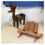 Decorative Wooden Deer & Sled Decorative Wooden Deer & Sled