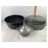 Roaster, Enamel Pot w/Handle & Clubware