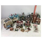 Assorted Porcelain Village Buildings & Figures