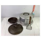 Cracker Barrel #1 Cast Skillet, Cake Plate & Misc