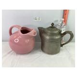 USA Pottery Pitcher & Silverplate Pitcher