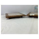 Wooden Pedestal & Ceramic Trivets