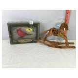 Wooden Rocking Horse & Realistic Cardinal