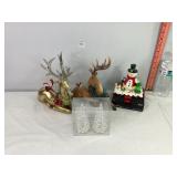 Decorative Deer, Snowmen Stocking Holder & Trees