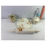 Rolling Pin & Hall Plate, Sugar & Creamer