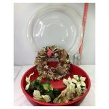 Dried Flower Wreath, White Poinsettias, Wreath Box