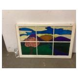 Handpainted Stained Glass Window Approx 24" x 36"