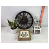 Clock & Assorted Decor