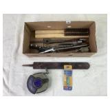 Wire Brushes, File, Tape Measurer & Misc