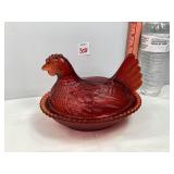 Indiana Glass Cranberry Nesting Hen