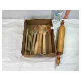 Wooden Rolling Pin and Spoons