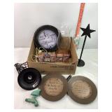 Tins, Primitive Plates, Lamps & Misc