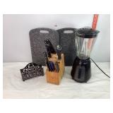 Blender, Cutting Board and Knife Block