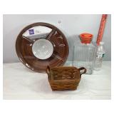 Serving Dish, Longaberger Basket & Fridge Pitcher