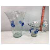 Blenko Flared Crackle Glass Vases