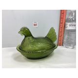 Indiana Glass Olive Green Nesting Hen