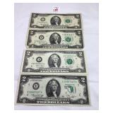 4 - 1976 $2 Bills