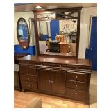 Dresser w// Mirror Dark Brown Finish 81" x 67 1/2