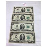 4 - 1976 $2 Bills