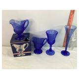 Avon Fostoria Pitchers & Other Blue Vase