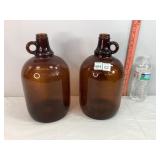 Vtg Brown Glass Gallon Jugs